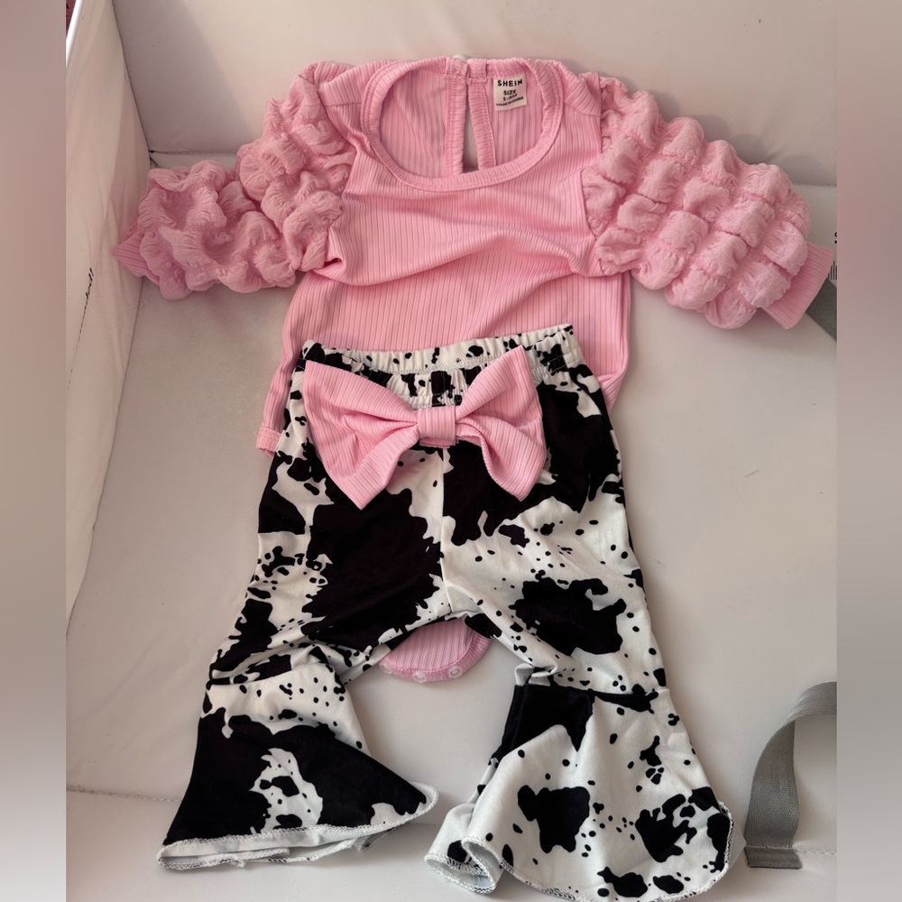 Pink cow print onesie cowprint set